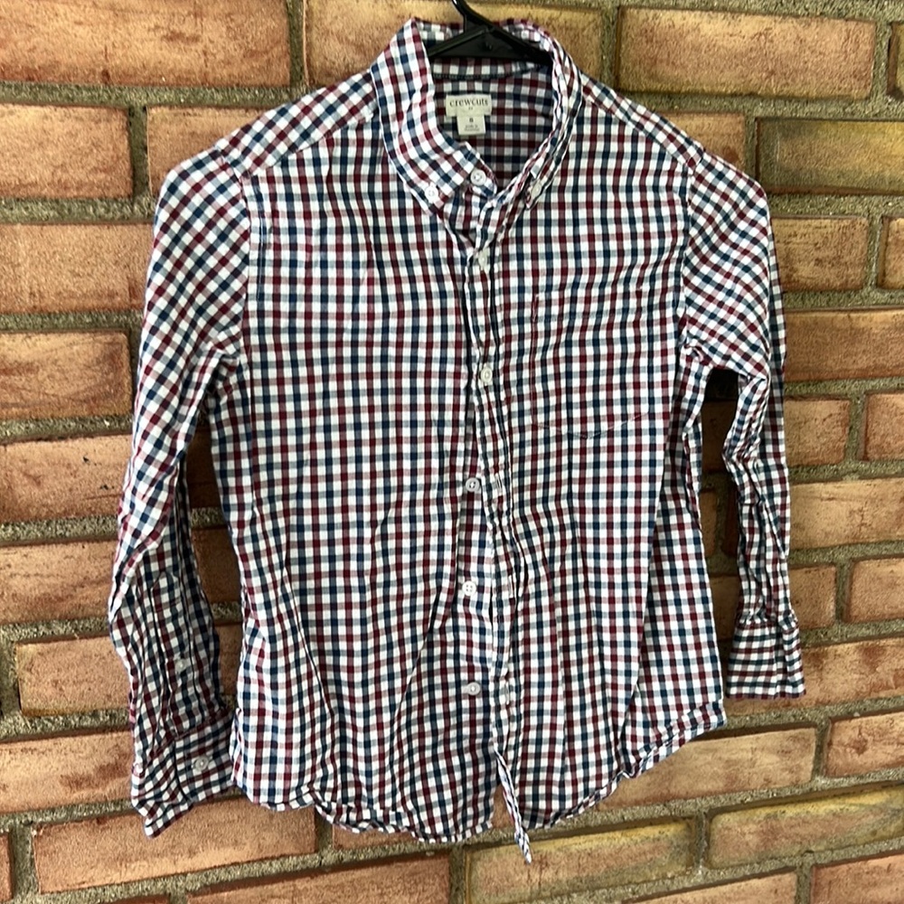 Crewcuts, 8, button down, plaid, shirt